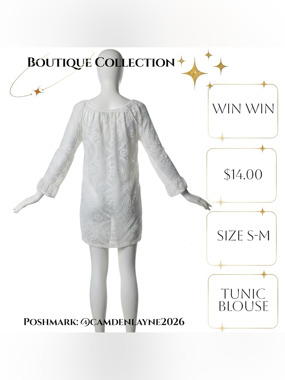 WinWin White Off-Shoulder Eyelet Tunic - Picture 7 of 9